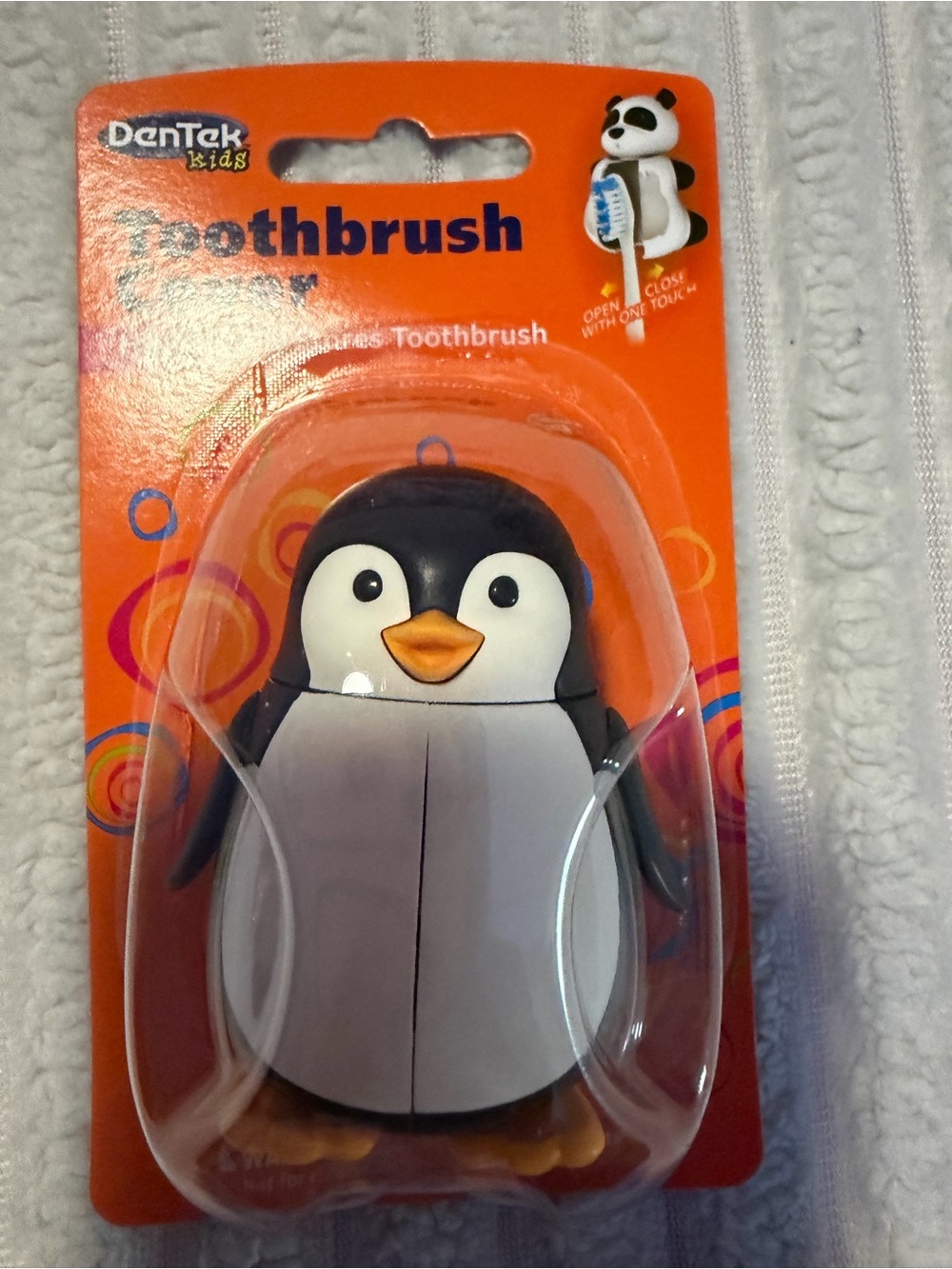 Penguin Toothbrush Cover – Black, White & Orange
